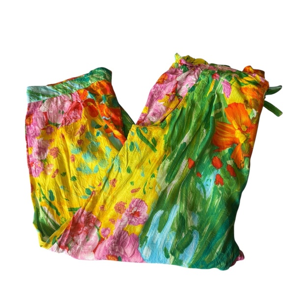 JAMS WORLD - Vintage Pants Womens Wide Leg Crop Floral Tropical bouquet burst - Picture 6 of 8